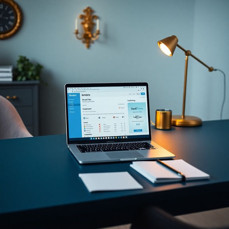 Laptop s dashboardem Studio Plzeň na stole v olomoucké kanceláři